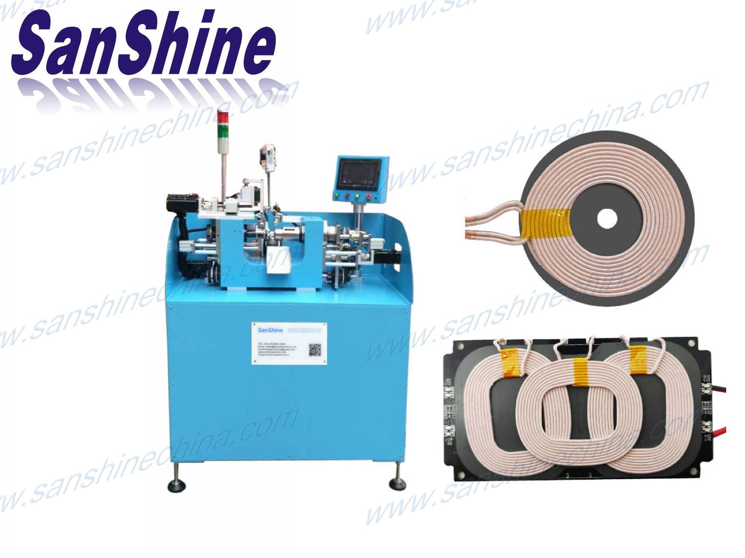 Fully automatic selfbonding wire air coil winding machine